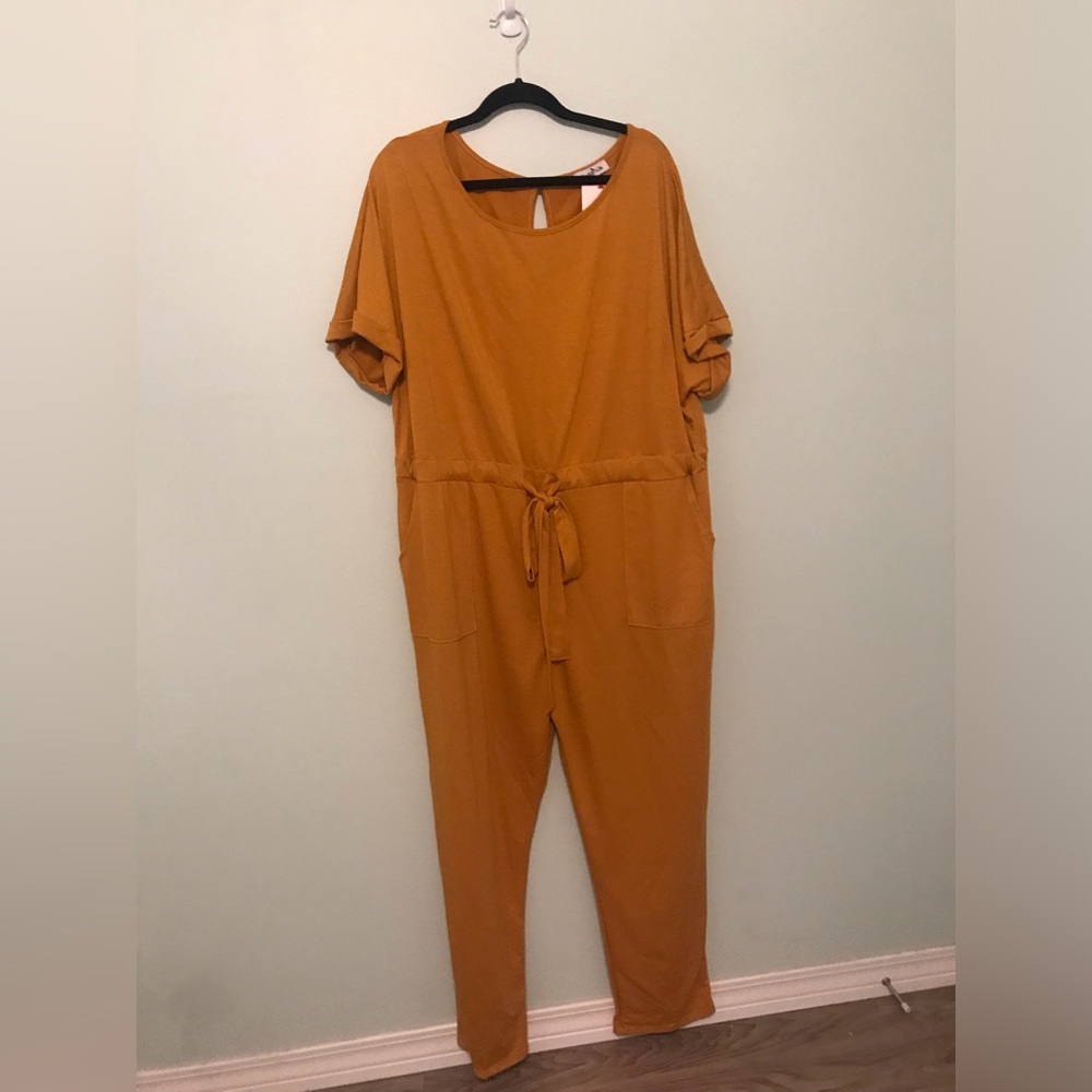 NWT Perfectly Priscilla mustard jumpsuit